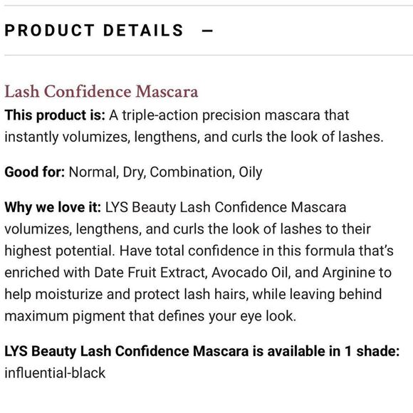 🌻 LYS Black Mascara New FullSz - Picture 5 of 6